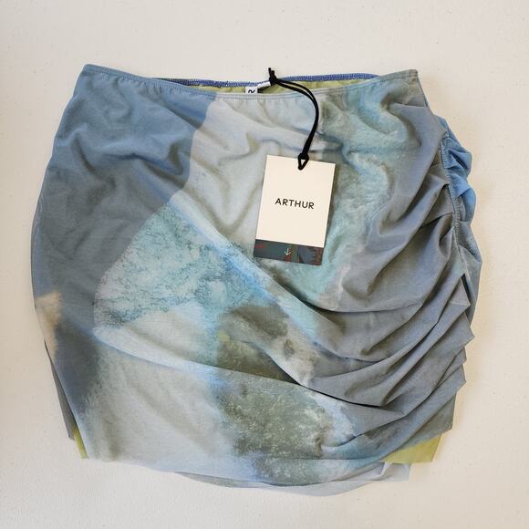 Arthur Apparel Double Mesh Midi Skirt in River Blue Size 2 NWT - Picture 1 of 7
